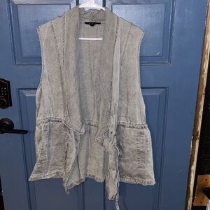 Jane and Delancey Washed Gray Sleeveless Open Front Vest